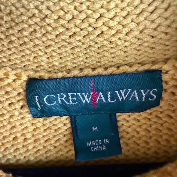 J. Crew Sweater Mustard Mock Turtleneck Chunky Knit Pullover Womens M Preppy - Picture 5 of 8